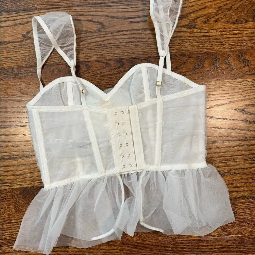 Urban Outfitters Out From Under Roseabel Tulle Rosette Corset Size Small